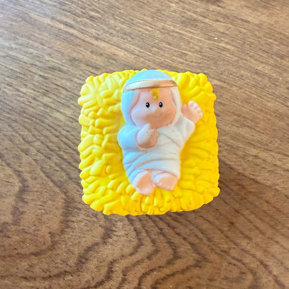 Fisher Price Little People Nativity Baby Jesus Yellow Plastic Manger Toy Figure